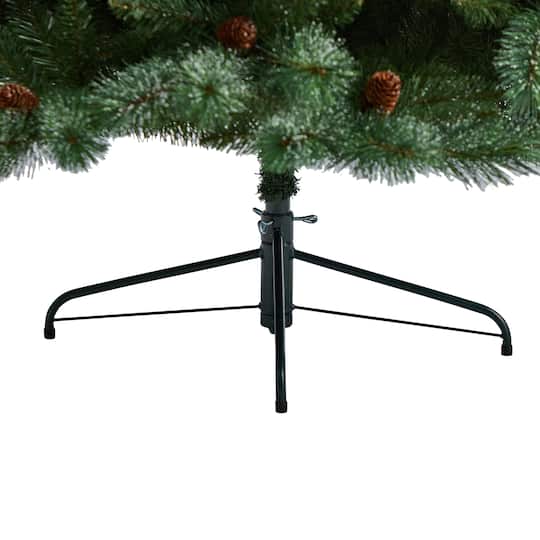 8ft. Unlit Snowed French Alps Mountain Pine Artificial Christmas Tree with Pinecones